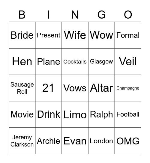 Gwen is getting married!!! Bingo Card