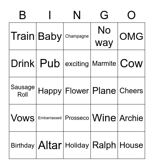 Gwen is getting married!!! Bingo Card