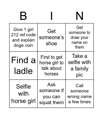 Party Bingo Card