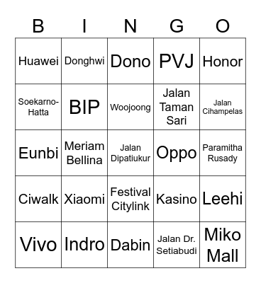 H Bingo Card