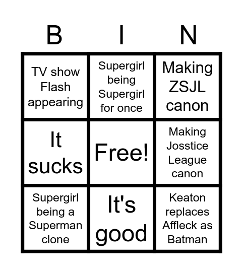 Flash bingo card Bingo Card