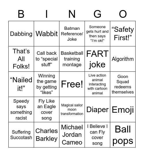 Space Jam 2: The Legacy is New Bingo Card