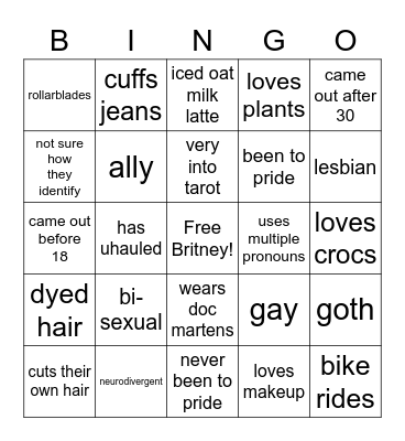 Queer Bingo Card