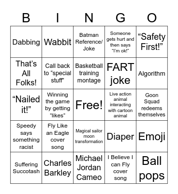 Space Jam 2: The Legacy is New Bingo Card