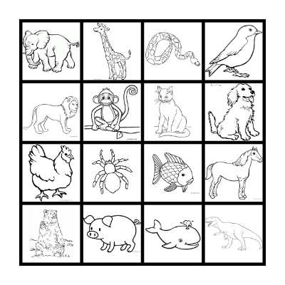 Animal Bingo Card