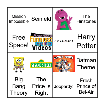 TV and Game Show Theme Songs Bingo Card