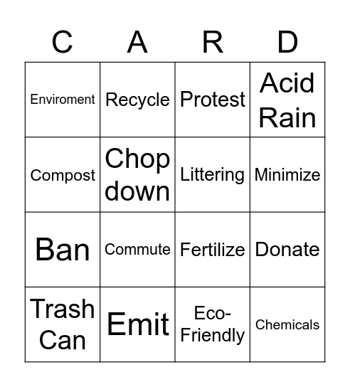 Natural Resources Bingo Card