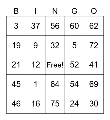 DAP Bingo Card Bingo Card