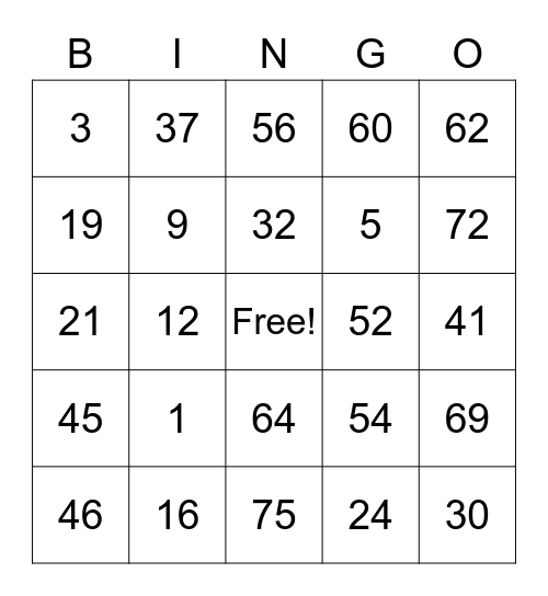 DAP Bingo Card Bingo Card
