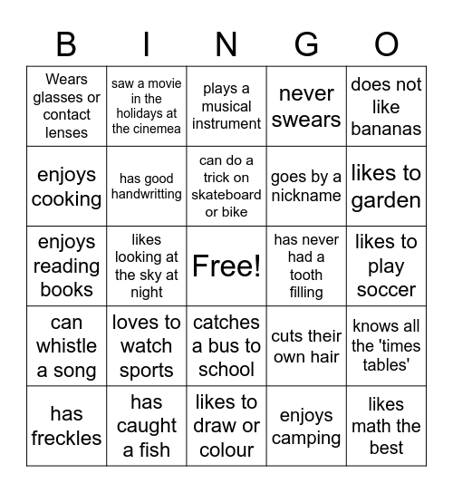 PEOPLE BINGO Card