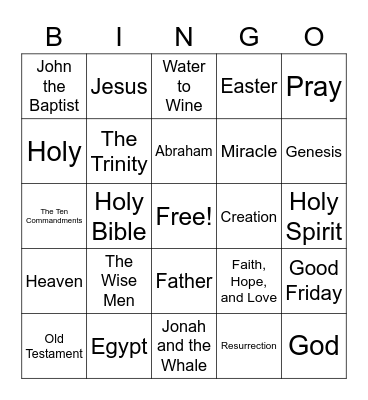 Bible Bingo Card