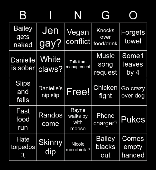 BBQ Bingo Card