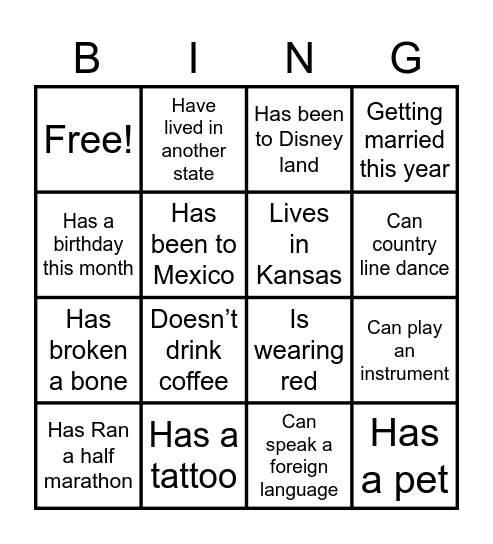 BRIDAL SHOWER BINGO Card