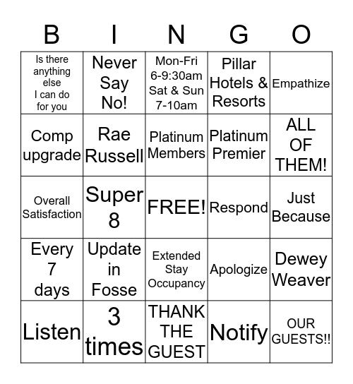 TPS Bingo Card