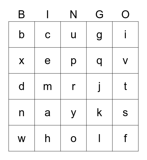 SS1 U10L6 Alphabet Bingo Card