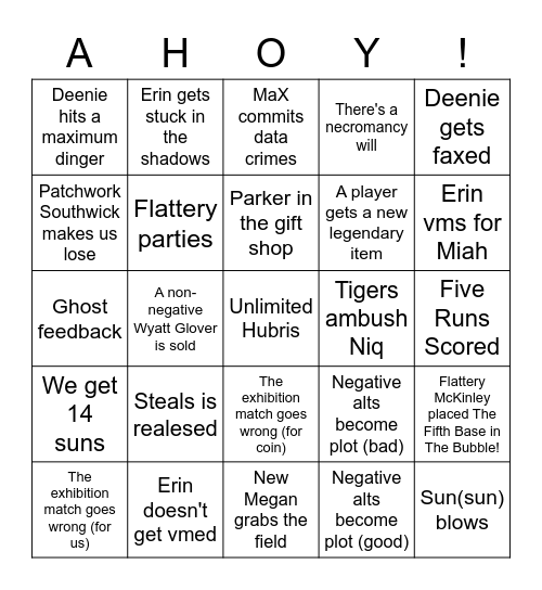 Season 21 Bingi Bingo Card