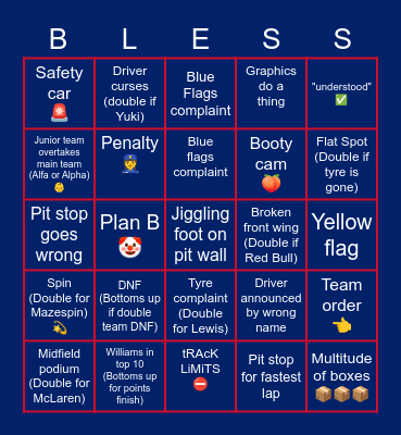 British GP 2021 🇬🇧 Bingo Card