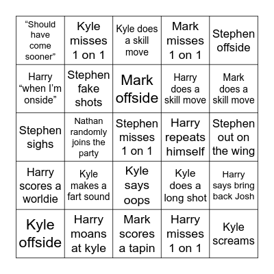Proclubs Bingo Card