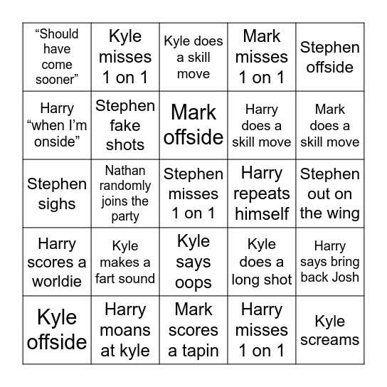 Proclubs Bingo Card