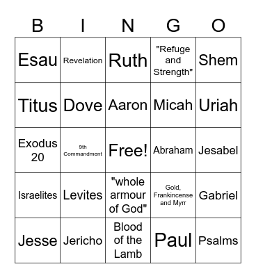 The Bible Bingo Card