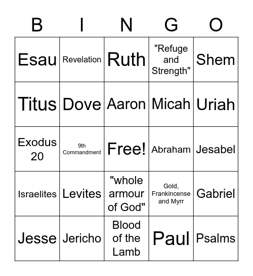 The Bible Bingo Card