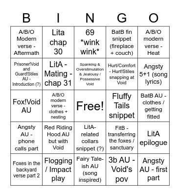 TBW Voiles ideas Bingo Card