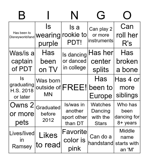 PDT Reunion 2015: Find someone who... Bingo Card