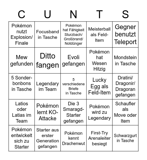 Smaragd Randomizer Bingo Card