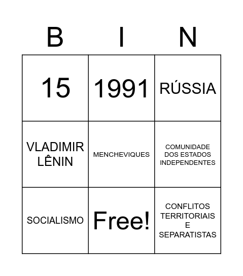 RÚSSIA Bingo Card