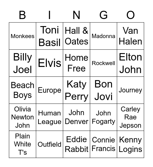 End Songs 10 Bingo Card
