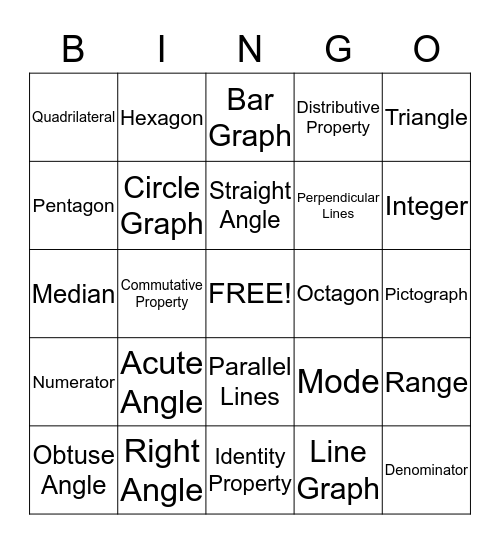 Math Academic Vocab Bingo Card