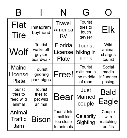 Yellowstone Bingo Card