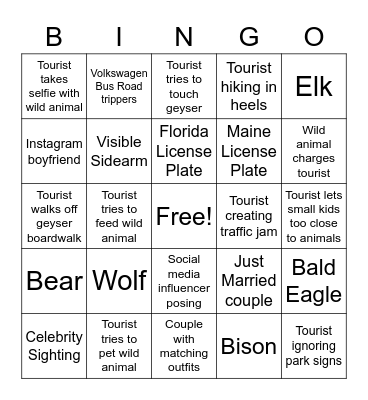 Yellowstone Bingo Card