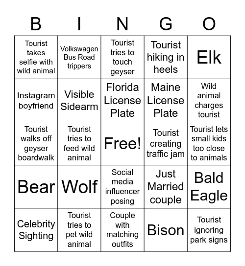 Yellowstone Bingo Card