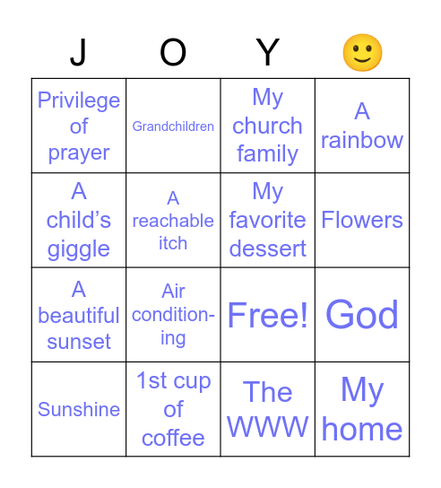 BLESSINGS Bingo Card