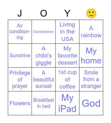 BLESSINGS Bingo Card