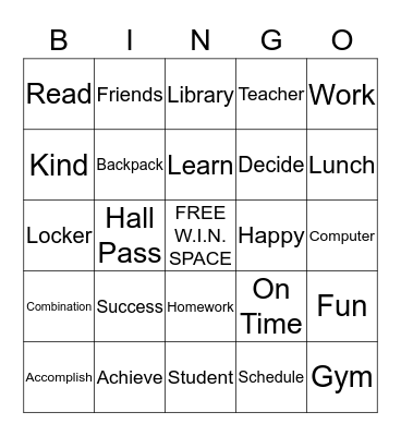 W.I.N. Time  Bingo Card