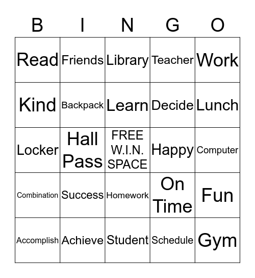 W.I.N. Time  Bingo Card