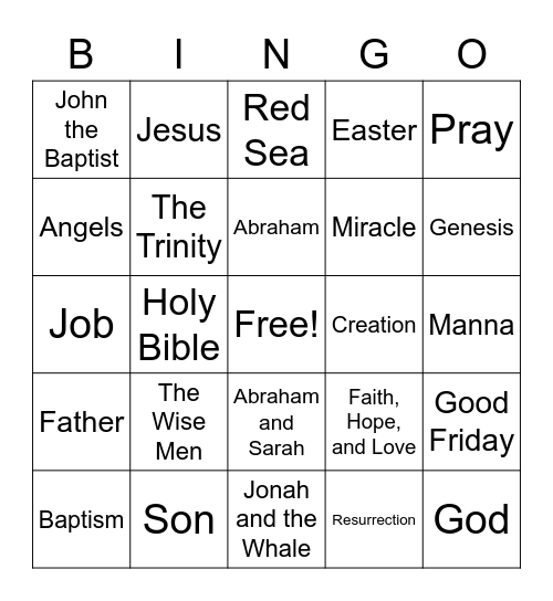 Bible Bingo Cards Bingo Card