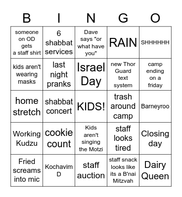 Staff Meeting 6 Bingo Card