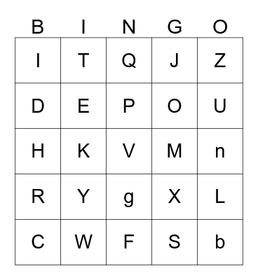 Alphabet Bingo Card