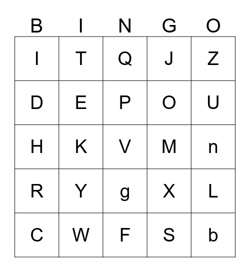 Alphabet Bingo Card