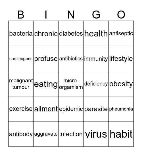 Live Strong Live Long - Lifestyle Diseases Bingo Card
