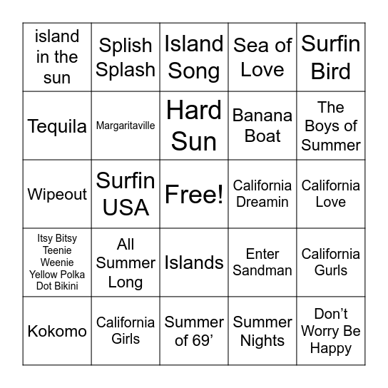 Beach Party 🏖 Bingo Card