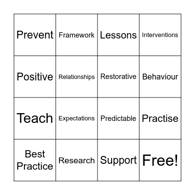 What is PBIS? Buzzword Bingo Card
