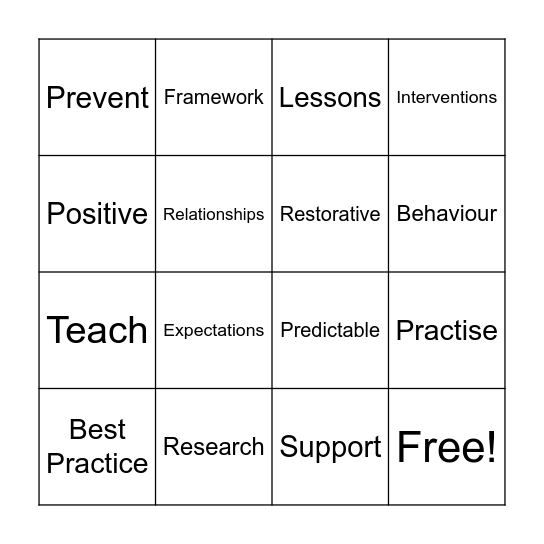 What is PBIS? Buzzword Bingo Card