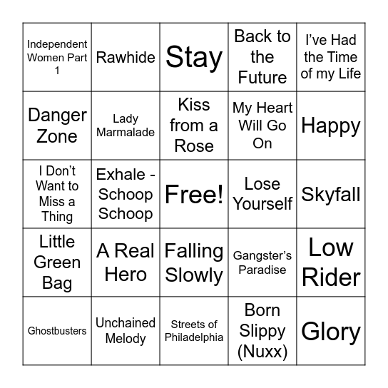 Movie Soundtracks Bingo Card