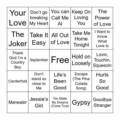 Summer Yacht Rock Bingo Card