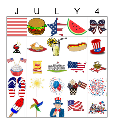 4th of july Bingo Card