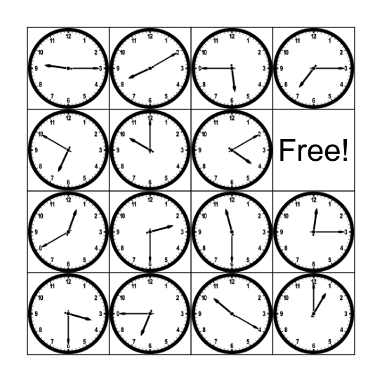 Clock Bingo! Bingo Card